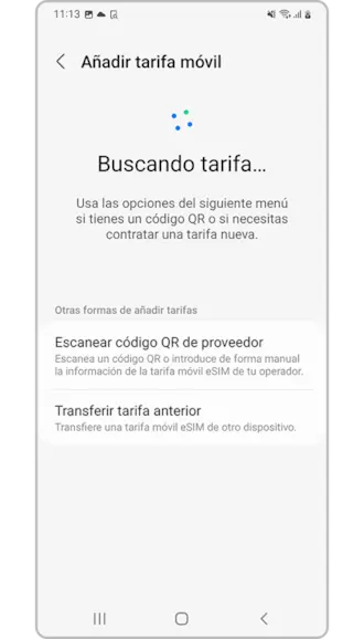 Android Add eSIM screen with Scan QR code from service provider